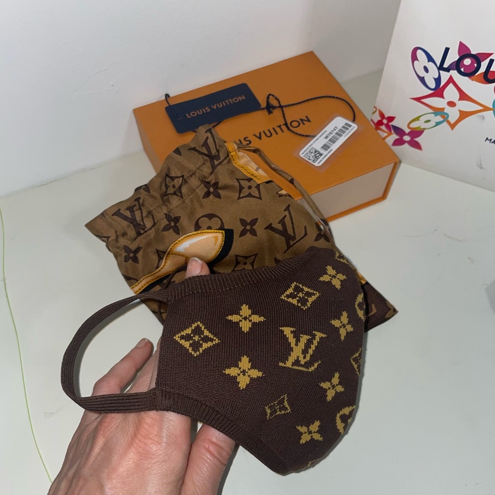 Louis Vuitton mask and silk bag